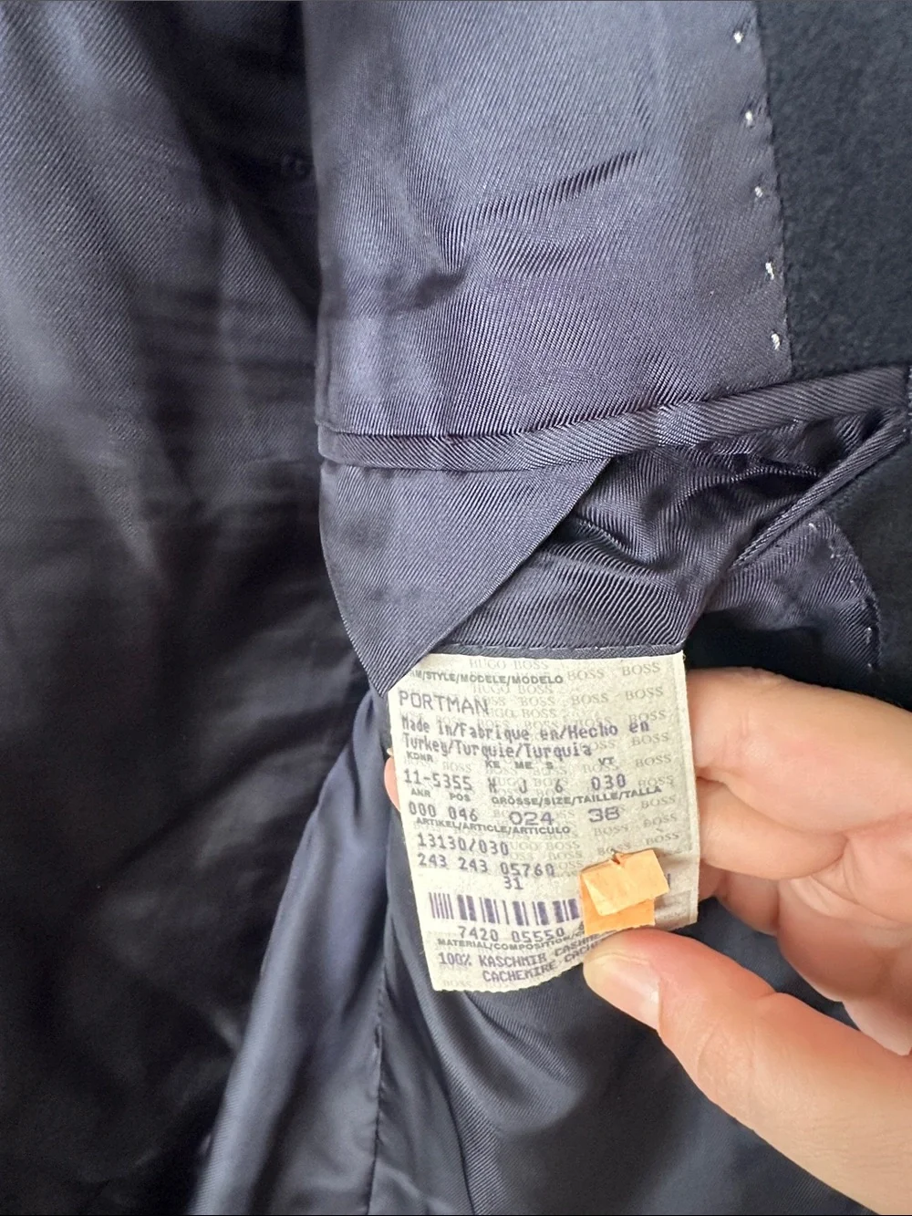 HUGO BOSS 38 Portman Navy Blue Cashmere Classic size 38 Blazer Sport Coat